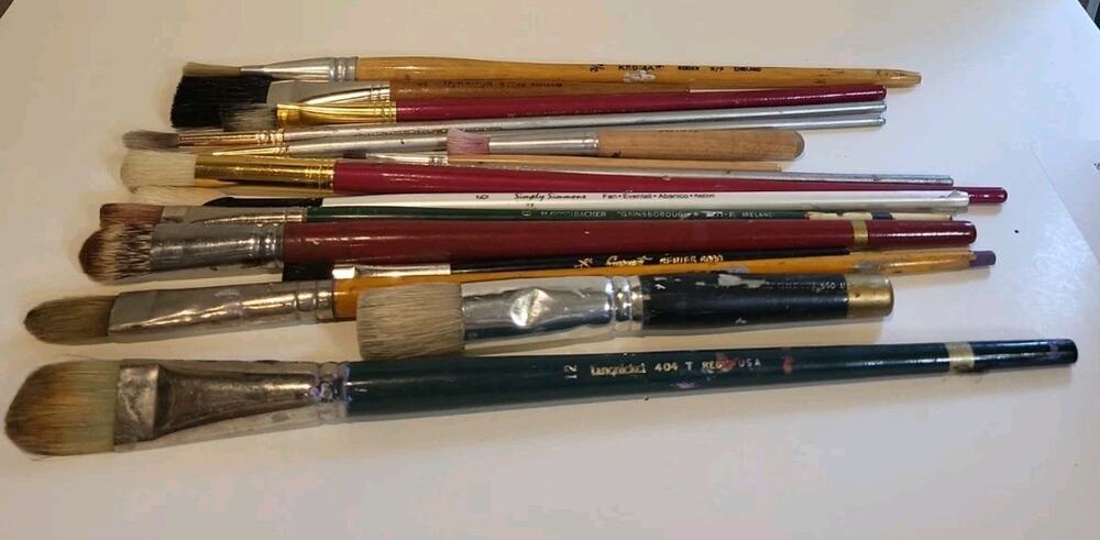 Lot of 15 Paint Brushes Langnickel Sabel Dynasty M.Grumbacher Kroma Liquitex etc